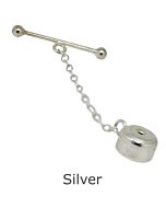 SILVER STUD TIE TACK BACK WITH CHAIN AND BAR FITTING
