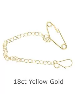 18ct YELLOW GOLD BROOCH SAFETY CHAIN