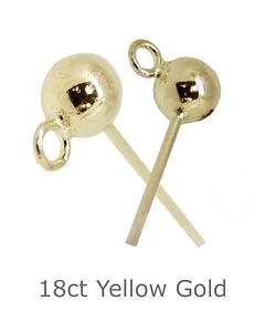18CT YELLOW GOLD FILLED BALL STUD EARRING WITH OPEN RING