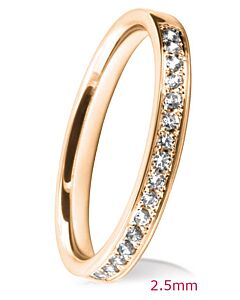 2.5mm Flat Court Wedding Ring - Brilliant Cut Grain Set Diamonds | 749B05 749B04 749B03