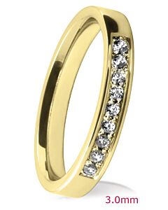 3.0mm Flat Court Wedding Ring - Brilliant Cut Grain Set Diamonds | 749B08 749B07 749B06