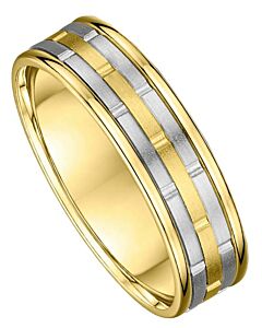 6.5mm Two Tone Gold Wedding Ring | 165B01