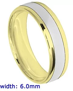 6mm Oval Court Medium Two Tone Plain Wedding Ring | C640B03G  5210 WCBM