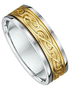 7mm Two Tone Gold Wedding Ring | 666A05