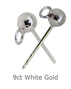 9CT WHITE GOLD FILLED BALL STUD EARRING WITH OPEN RING