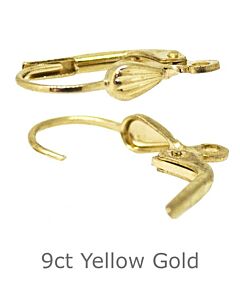 9ct YELLOW GOLD CONTINENTAL EAR WIRES FITTINGS