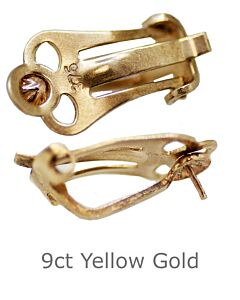 9CT YELLOW GOLD EAR FITTING CLIPS EAR CLIP ASSEMBLED