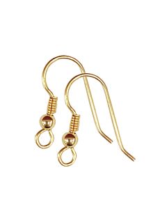 9CT YELLOW GOLD EAR WIRE FISH HOOK AND BEAD