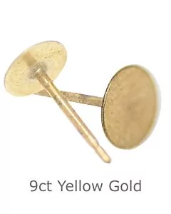 9ct Yellow Gold Earing Peg and Flat Disc 5mm