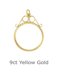 9ct Yellow Gold Full Sovereign Diamond Cut Scroll Pendant Mount
