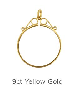 9ct Yellow Gold Full sovereign scroll pendant mount