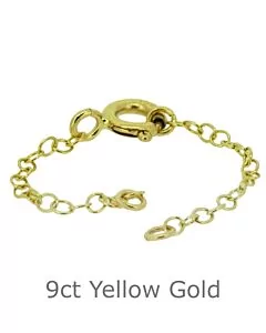9ct YELLOW GOLD NECKLACE TRACE SAFETY CHAIN 0.70MM WITH 5MM BOLT RING