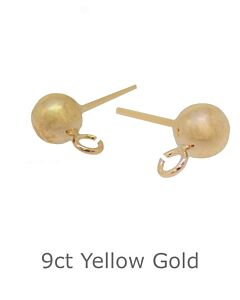 9CT YELLOW GOLD STUD EARRING with HOLLOW BEAD AND OPEN RING