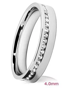 Channel offset Diamond Wedding Ring: 4mm Flat Court Brilliant Cut Offset Channel | 754B02 754B01 754B00