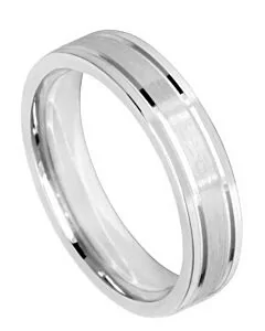 Diamond Cut Wedding Ring CUT 2 SHALLOW STEPPED EDGE + V GROOVE MATT FINISH