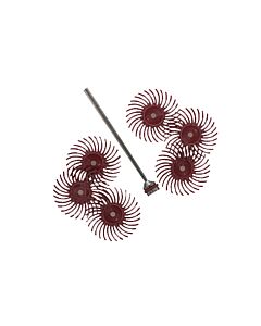 RADIAL DISC | 6 RED RADIAL DISCS WITH A MANDREL - MEDIUM 220 GRIT