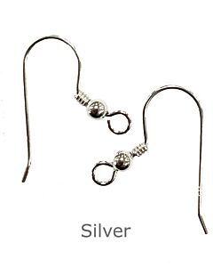 SILVER EARRING FISH HOOK WIRE WITH 3.00MM BEAD AND SPRING