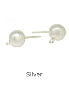 STRERLING SILVER STUD EARRING WITH HOLLOW BEAD AND OPEN RING