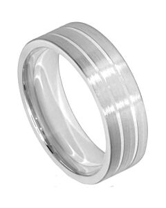 Wedding Ring Diamond CUT 17: 2 X SHALLOW TRAMLINES OFF SET FROM CENTRE MATT FINISH