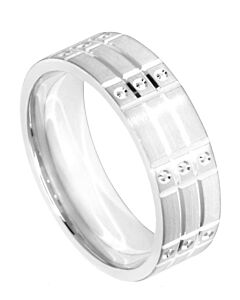 Wedding Ring Diamond CUT 26 V GROOVE CUTS WITH CIRCLE CUT PATTERN MATT FINISH