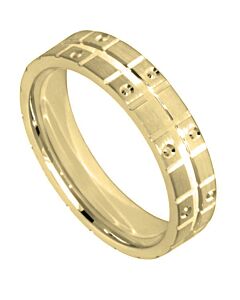 Wedding Ring Diamond CUT 27 TRAMLINE CENTRE WITH V GROOVE CUTS WITH CIRCLE CUT Pattern