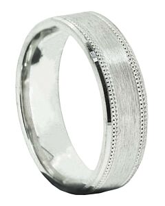 Wedding Ring Diamond CUT 29 OFF SET BEADED EDGE WITH BEVEL MATT FINISH