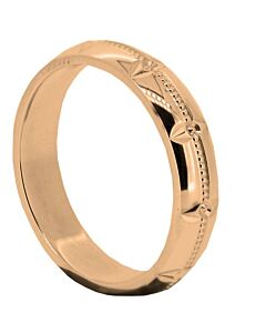 Wedding Ring Diamond CUT 61 CENTRE MILLGRAIN WITH CIRCLE ANGLED D/C PATTERN POLISH