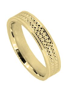 Wedding Ring Diamond Cut 63 -  3 X Central V Grooves With Circle Pattern Polished