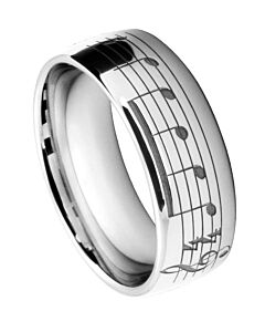 Wedding Ring with Musical Notes print Laser Engraving
