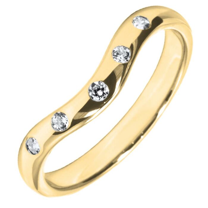 2.5mm Curved Shaped Wedding Ring - 0.10ct Diamond | W273