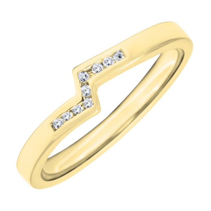 2.5mm Shaped Wedding Ring - 0.045ct, 9 Diamond stones | W636