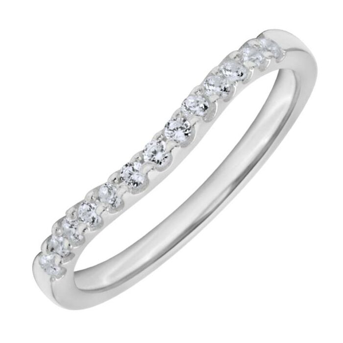 2mm Shaped Wedding Ring -  13 x 1.5mm - 0.02ct Diamond stones | W635