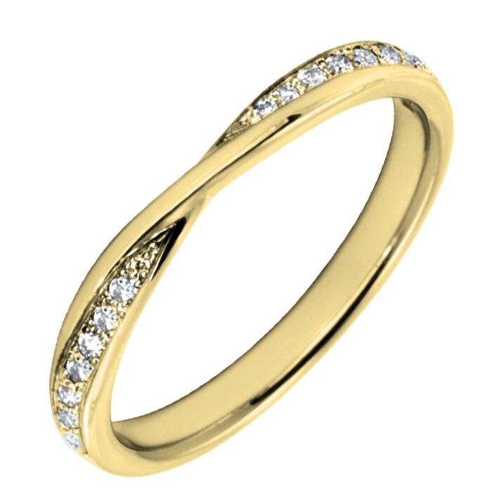 2mm Twist Shaped Wedding Ring - 0.17ct Diamond Grain Set | W289