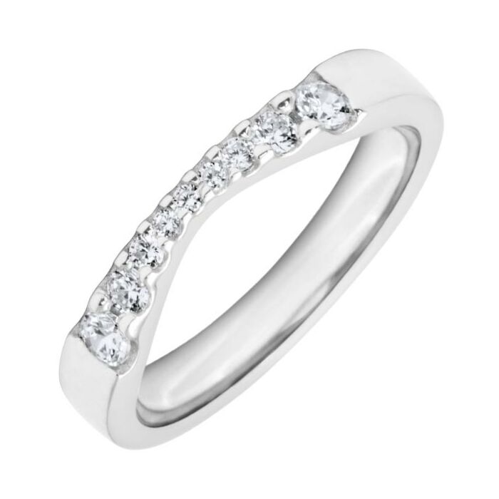 3.5mm Shaped Wedding Ring -  2 x 2.5mm, 2 x 2mm, 2 x 1.5mm, 3 x 1.2mm - 0.36ct Diamond stones | W633