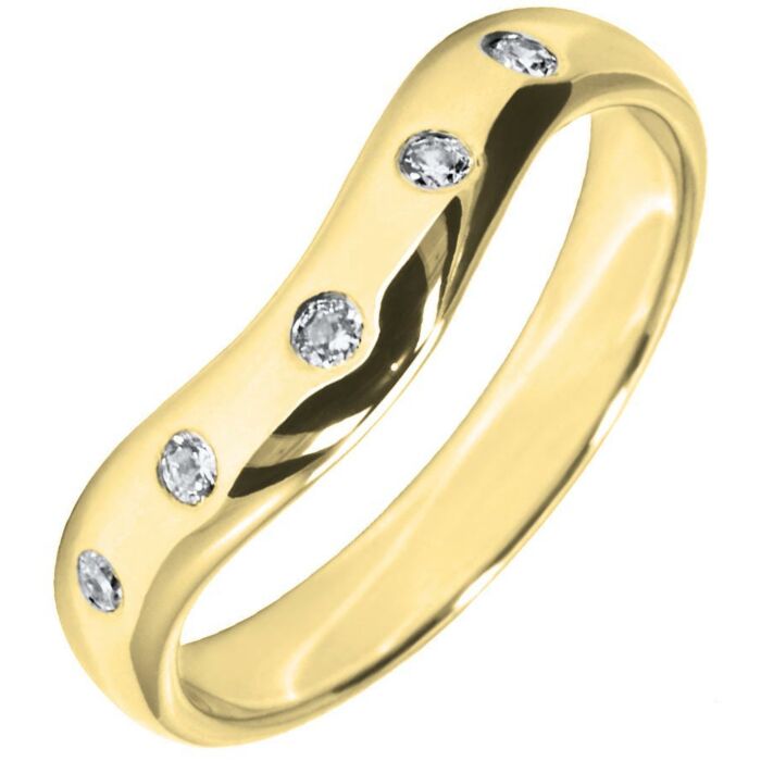 3mm Curved Shaped Wedding Ring - 0.10ct Diamond | W275