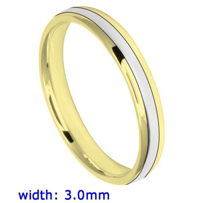 3mm Oval Court Medium Two Tone Plain Wedding Ring | C640B00G 5207 WCBM