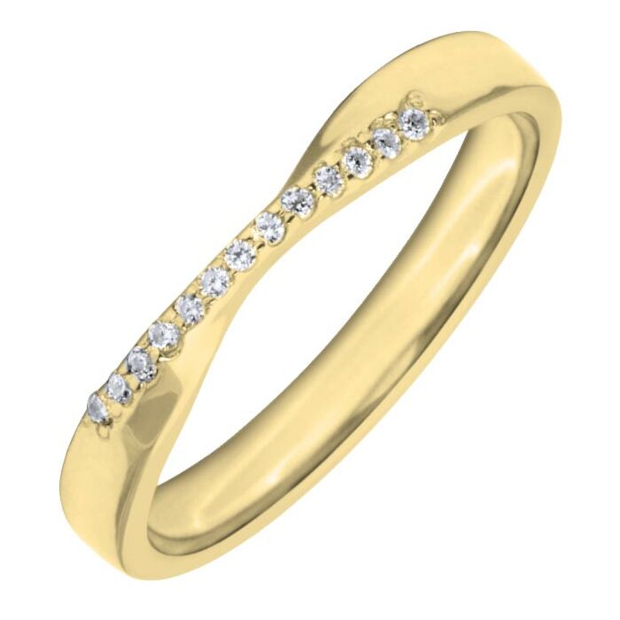 3mm Shaped Wedding Ring - 0.065ct, 13 Diamond stones | W639