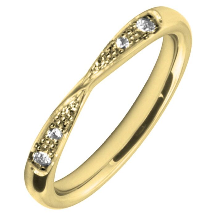 3mm Twist Shaped Wedding Ring - 0.06ct Diamond Grain Set | W288