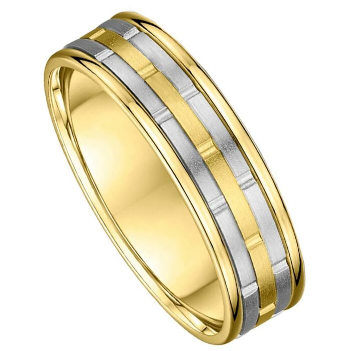 6.5mm Two Tone Gold Wedding Ring | 165B01