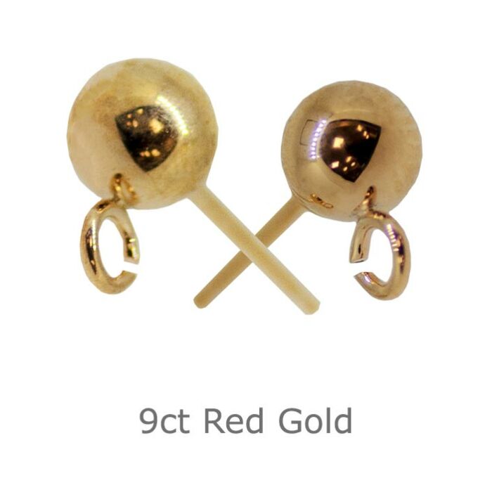 9CT RED GOLD FILLED BALL STUD EARRING WITH OPEN RING