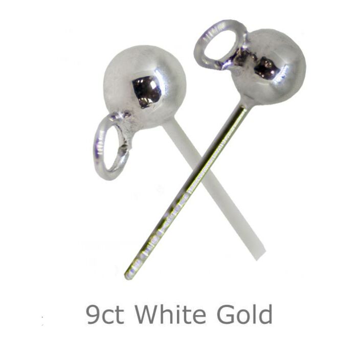 9CT WHITE GOLD FILLED 3mm BALL STUD EARRING WITH OPEN RING