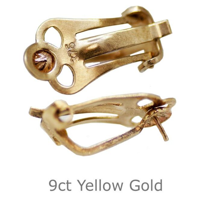 9CT YELLOW GOLD EAR FITTING CLIPS EAR CLIP ASSEMBLED