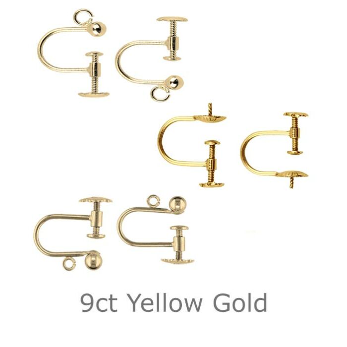 9ct YELLOW GOLD EAR SCREW FITTINGS