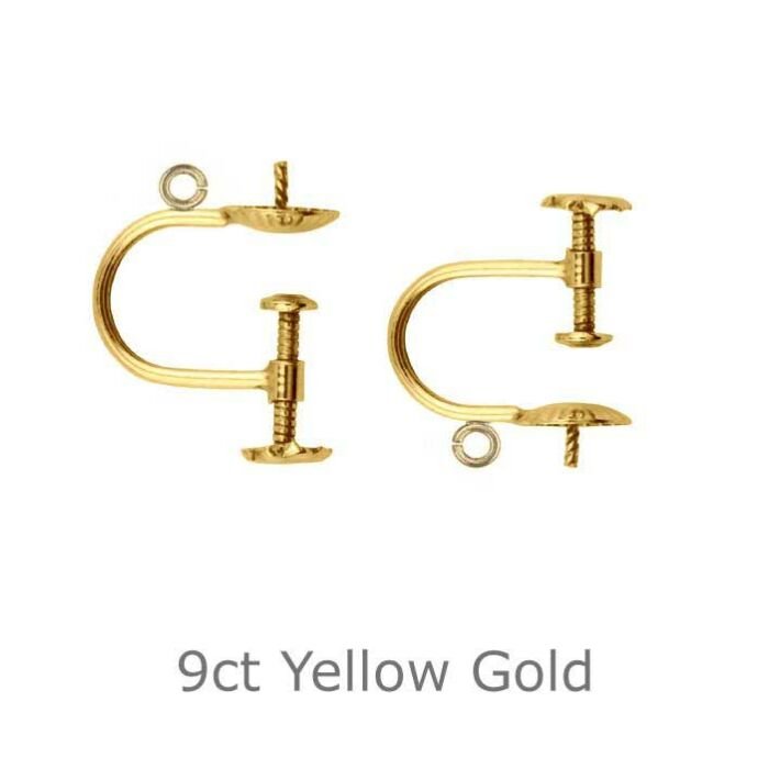 9CT YELLOW GOLD EAR SCREW WITH 4.00MM CUP, PEG AND LOOP