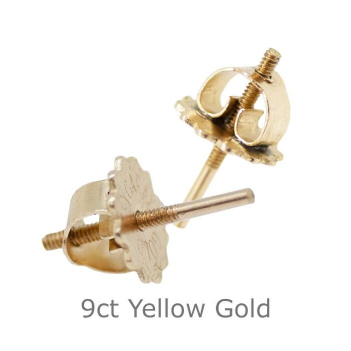 9ct YELLOW GOLD THREADED EARRING POST AND SCROLL