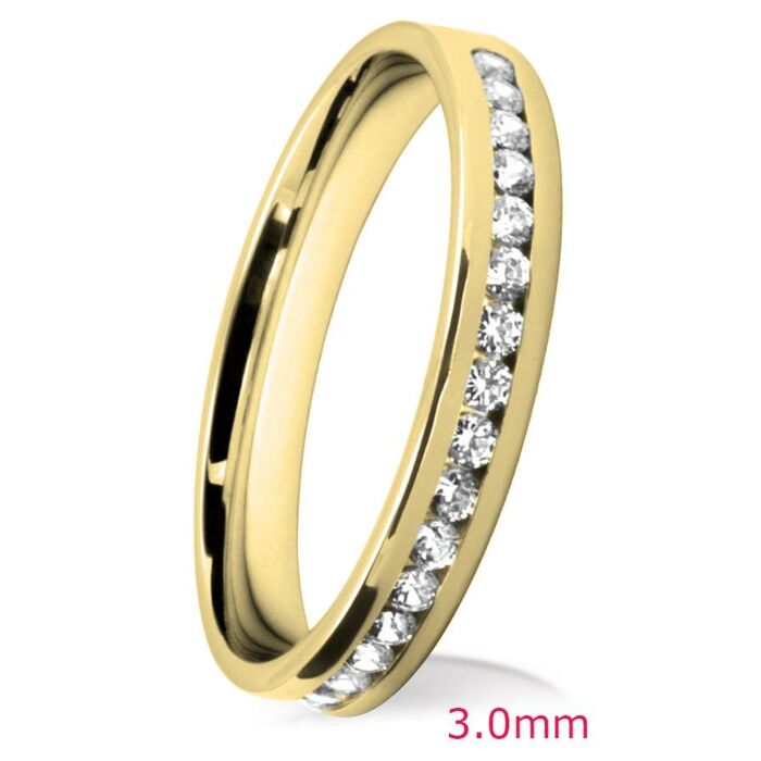 Channel Set Diamond Wedding Ring: 3.00mm Flat Court Brilliant Cut Channel | 748B08 748B07 748B06