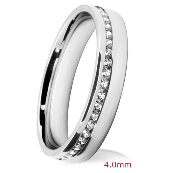 Channel Set Diamond Wedding Ring: 4mm Court Brilliant Cut Offset Channel | 751B05 751B04 751B03