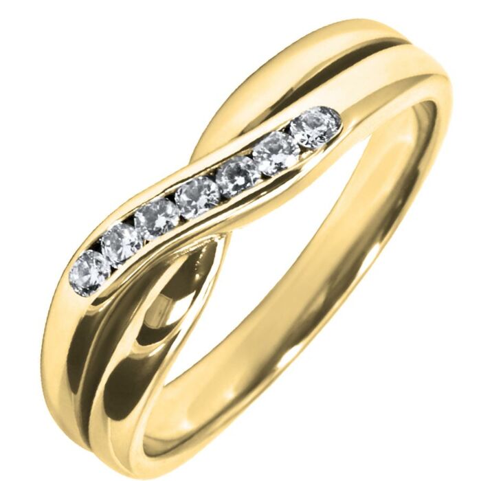 Crossover Shaped Wedding Ring 3mm base/5mm wide cross  - 0.14ct Diamond | W271