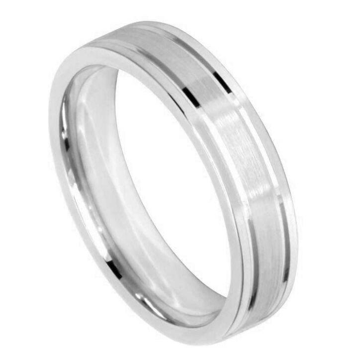 Diamond Cut Wedding Ring CUT 2 SHALLOW STEPPED EDGE + V GROOVE MATT FINISH