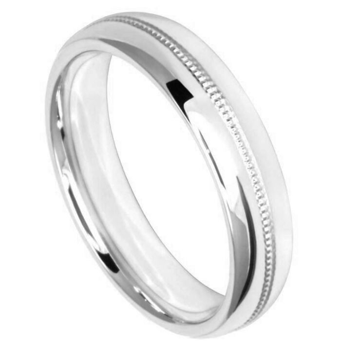 Diamond Cut Wedding Ring CUT 4 CENTRE MILLGRAIN POLISH FINISH